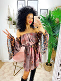 Abito a kimono maculato rosa
