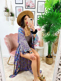 Kimono in seta etnico base lilla