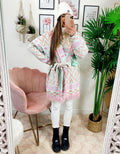 Cardigan con frange Verdeacqua e Rosa