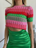 Maglia rosa e verde con cuori