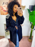 Cardigan lungo con perle