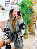Cardigan con frange base grigia