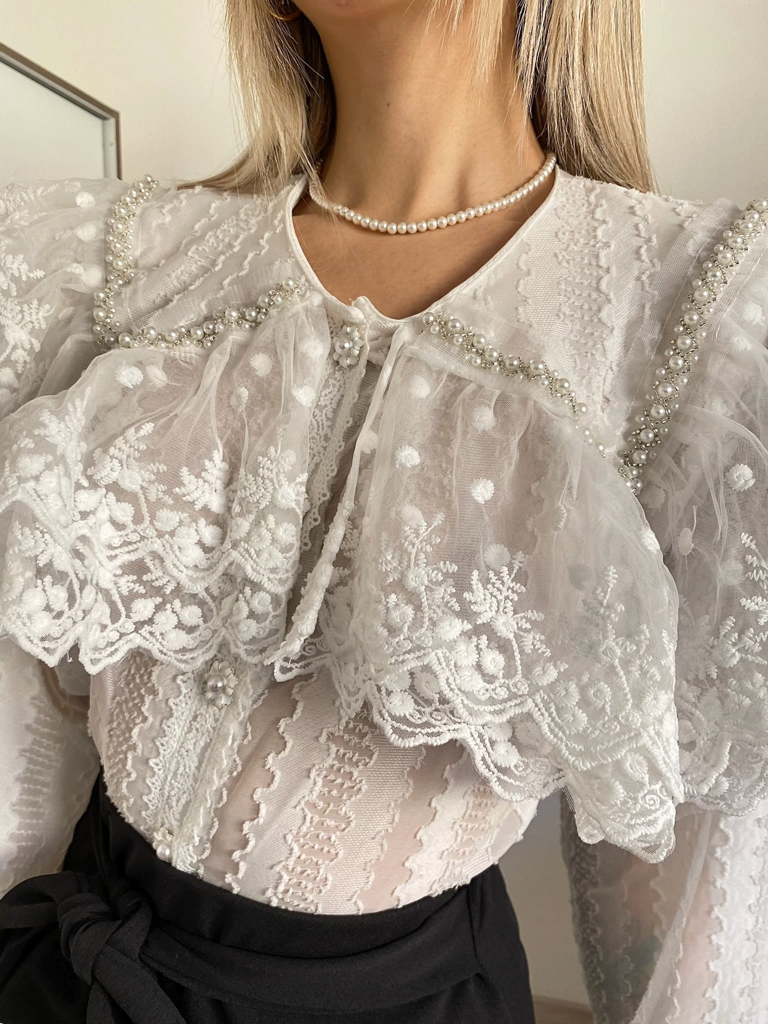 Camicia in pizzo bianca