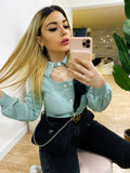 Maglioncino Tiffany bottoni in perle
