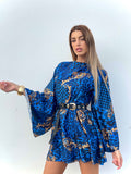 Abito etnico schiena aperta blu