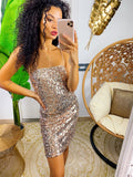 Abito aderente con paillettes platino