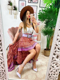 Gonna asimmetrica fuxia arancio