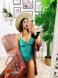 Kimono in seta etnico base Rossa con fiori