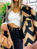 Giacca a quadri dettaglio beige zig zag