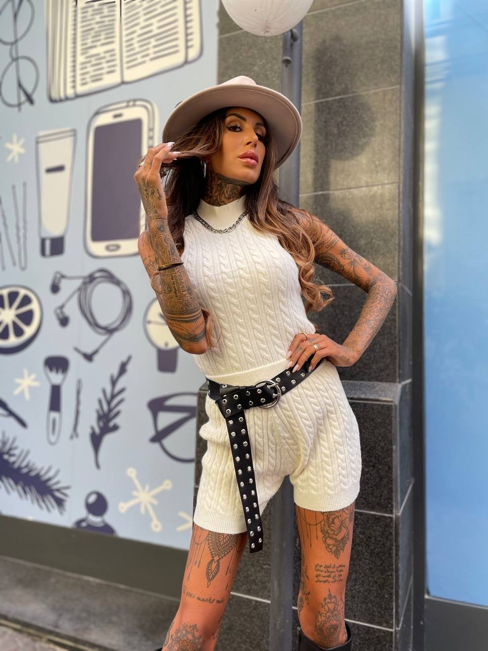 Completo a trecce bianco