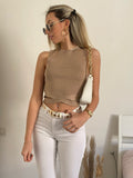 Top con elastico Camel