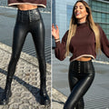 Pantalone in ecopelle con strass