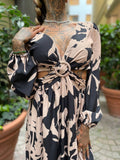 Abito lungo nero beige