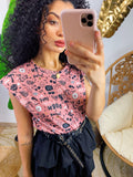 Maglia con spalline bombate rosa