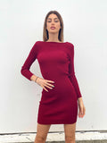 Abito midi con catena e schiena aperta Bordeaux