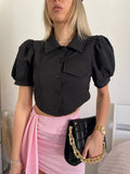 Camicia crop nera