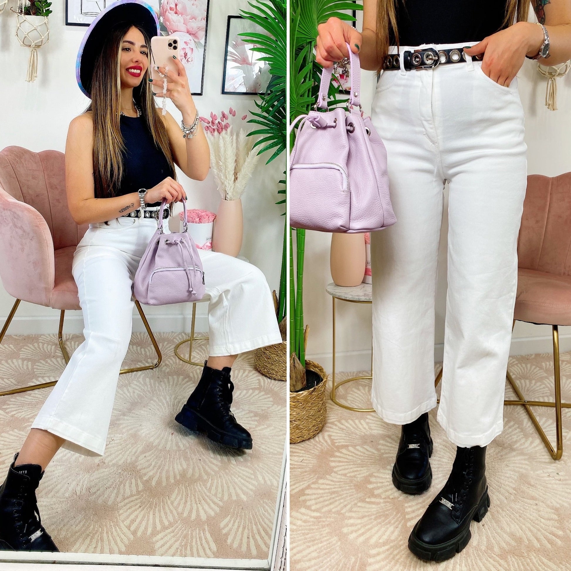 Pantalone a zampa bianco