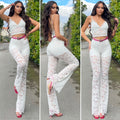 Completo top e pantalone pizzo bianco