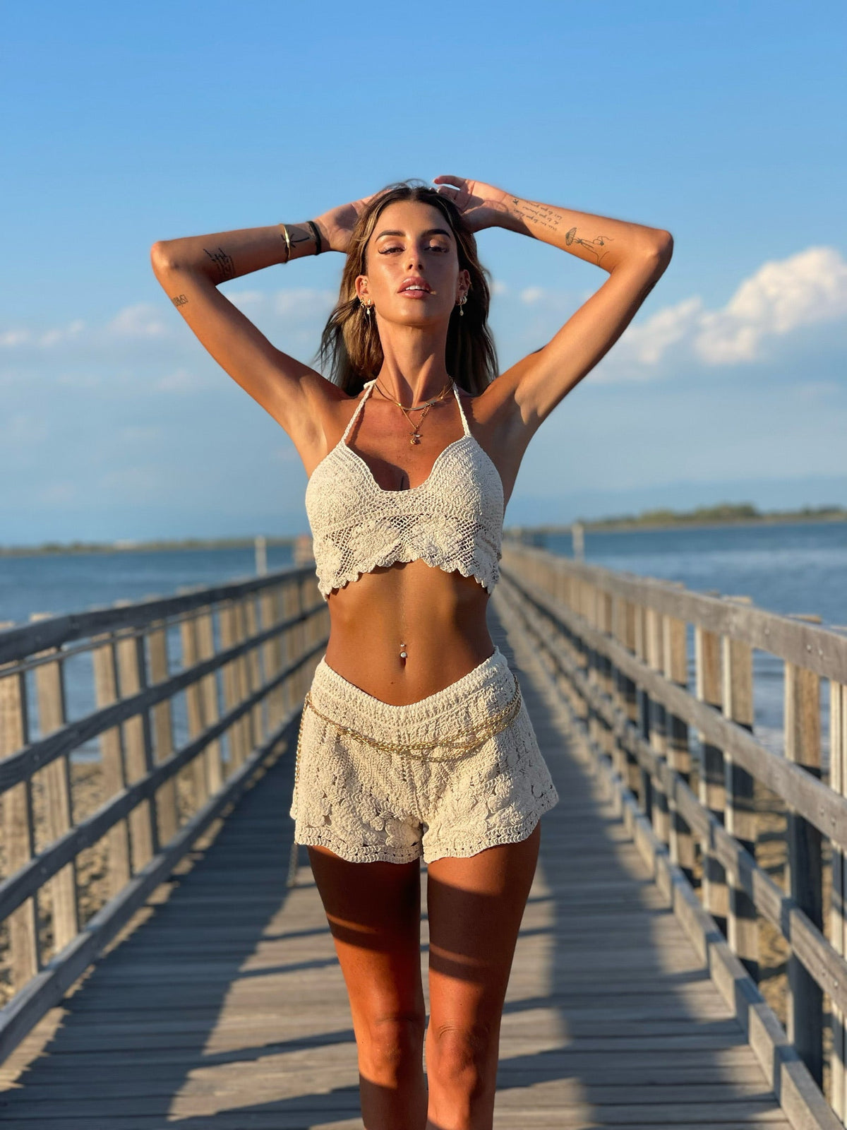 Completo crochet top e short