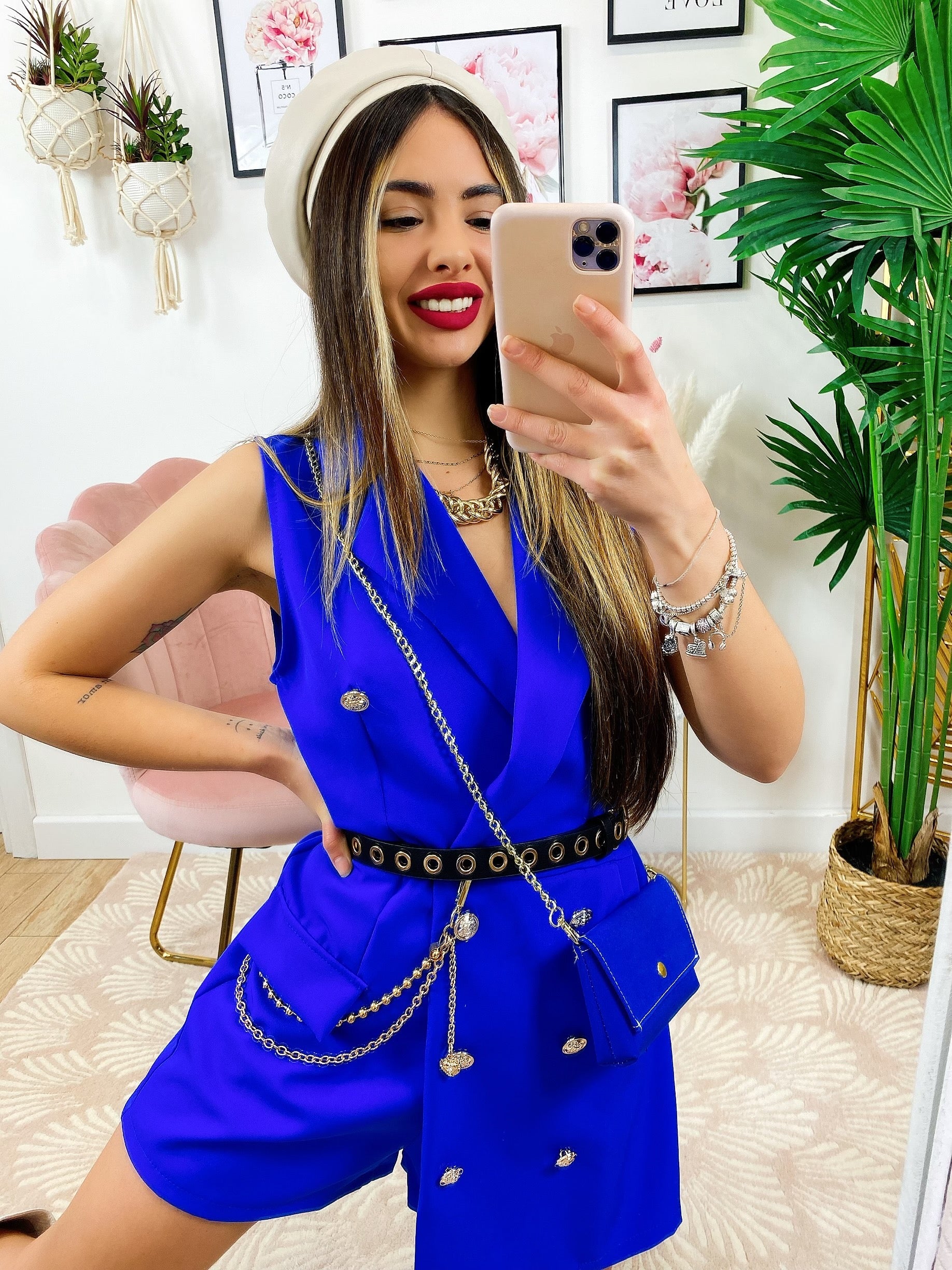 Tutina a Blazer con borsetta Blu