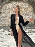 Pareo/ kimono nero con cintura oro