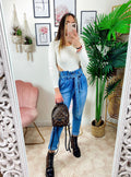 Jeans Boyfriend con fiocco