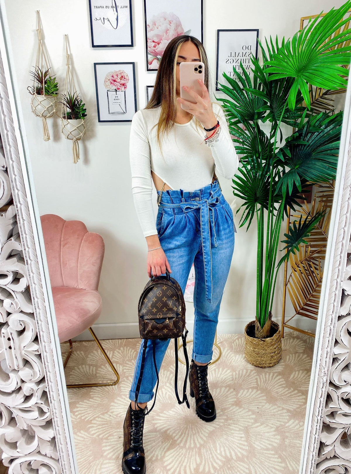 Jeans Boyfriend con fiocco