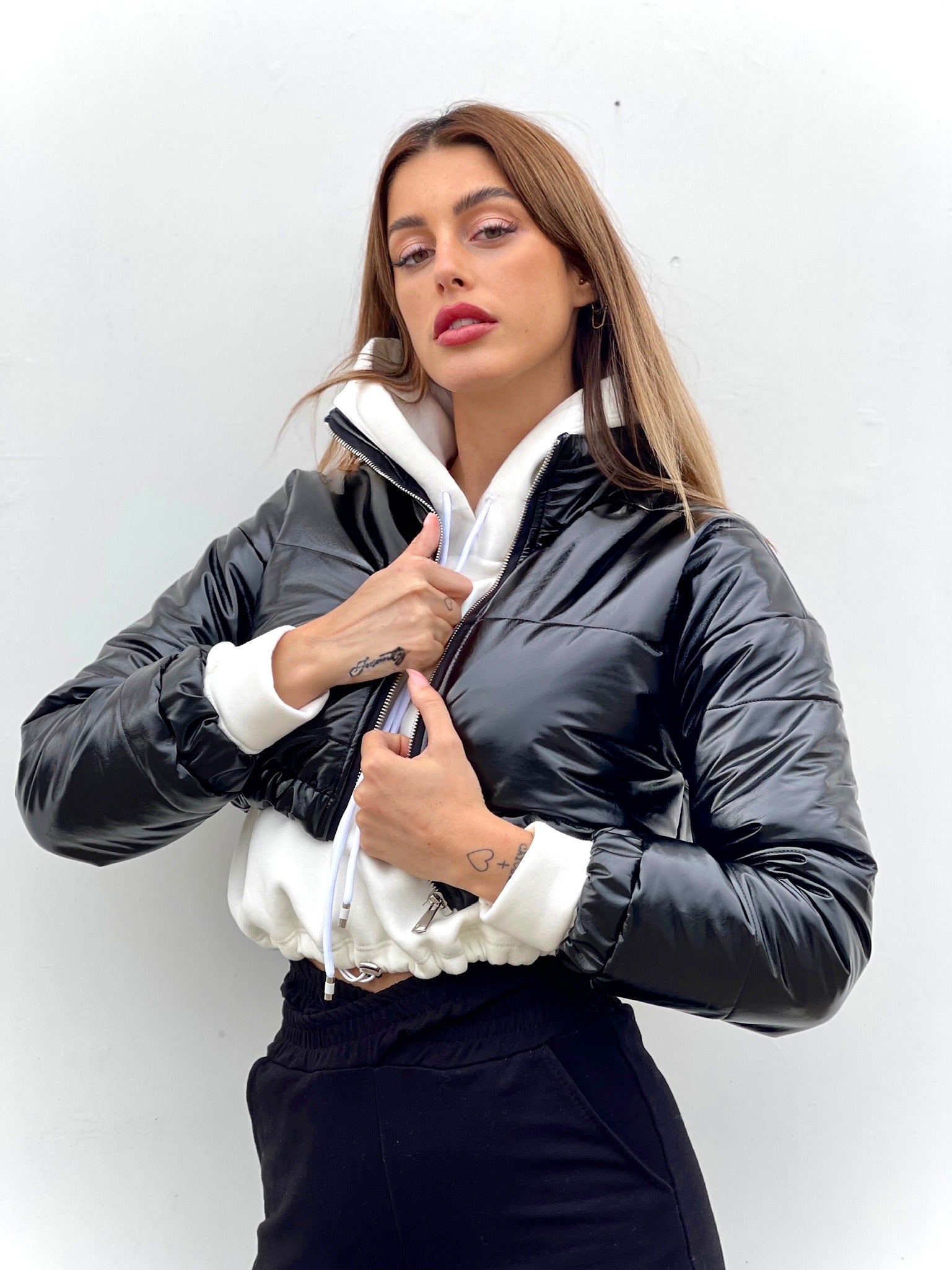 Bomber crop nero