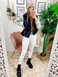 Bomber in ecopelle smanicato Nero
