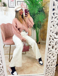 Maglione top quality rosa con gioiello in strass