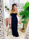 Tuta da evento con pantalone a pieghine