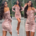 Abito in velluto glitter nude