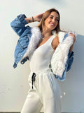 Giubbotto jeans con eco-pelo