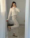 Pantalone vita alta panna