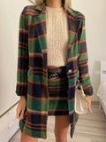 Cappotto check trama verde