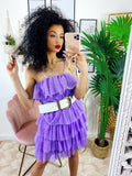 Abito in tulle a balze Venere lilla