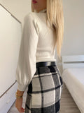 Gonna in tweed bianco nero