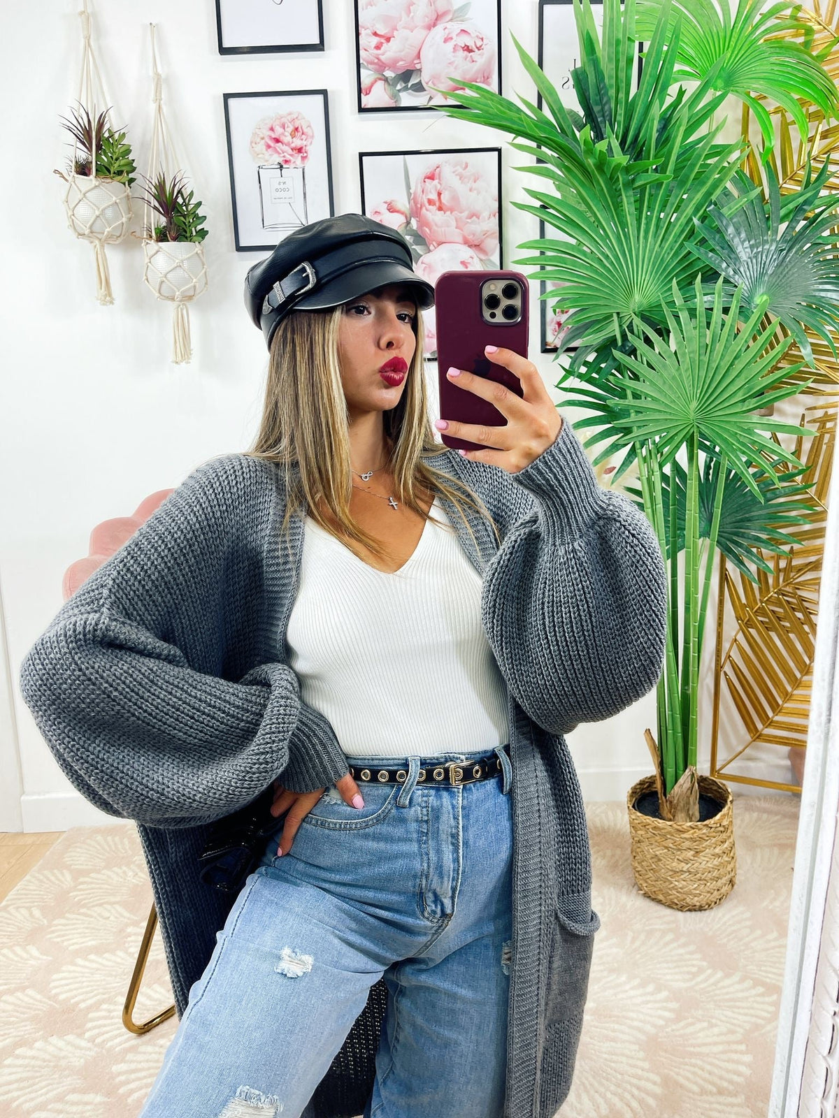 Cardigan lungo grigio