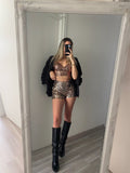 Completo top e short paillettes bronzo