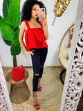 Top in cotone rosso