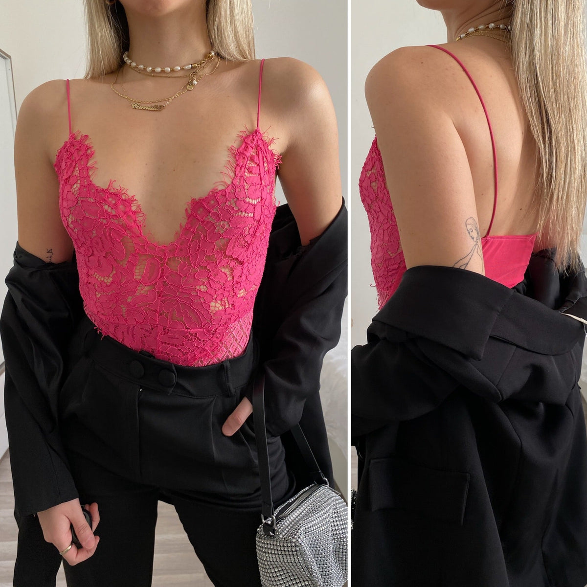 Body in pizzo Fuxia