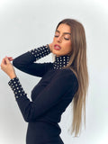 Abito nero con strass argento