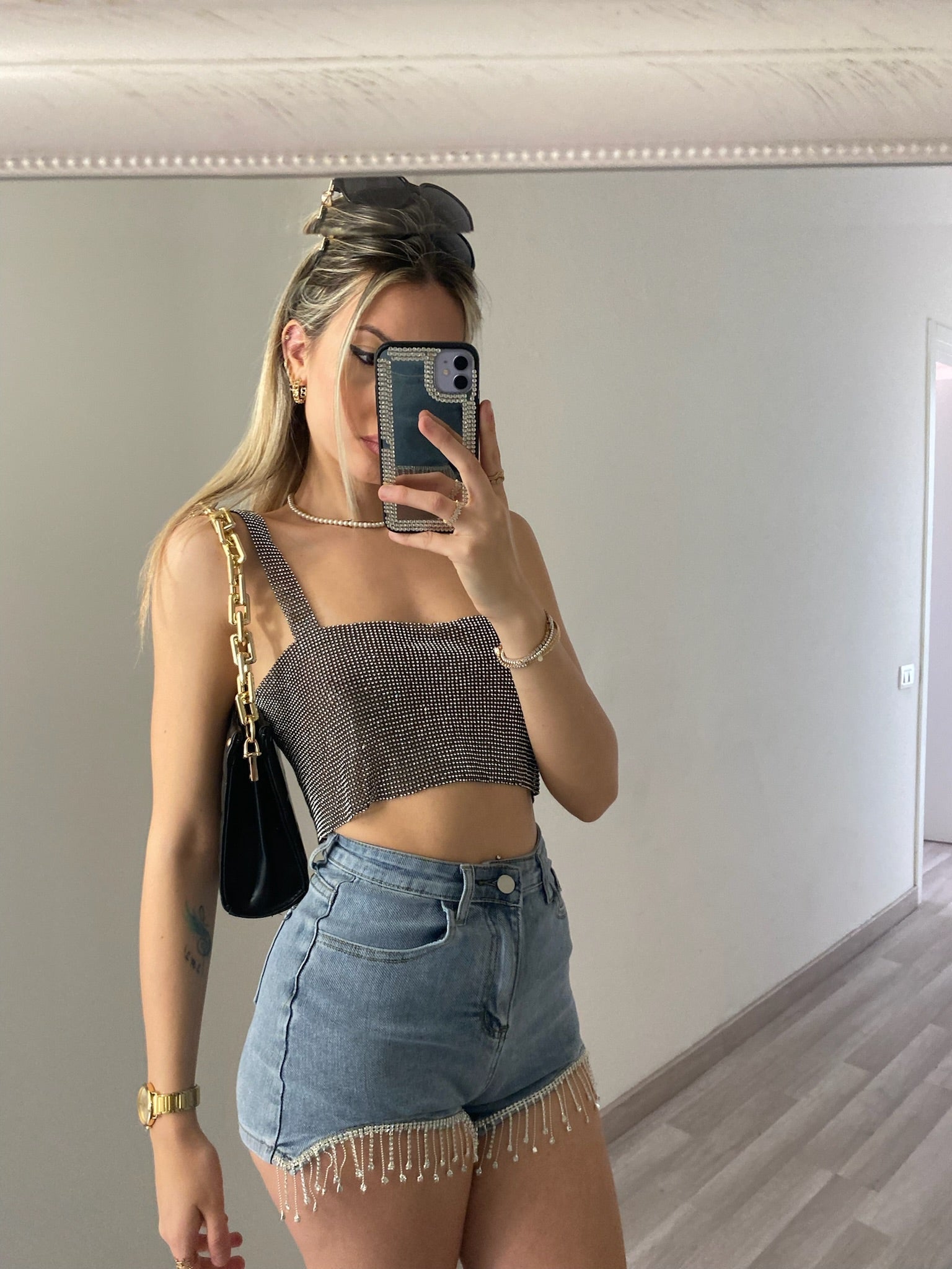 Top luxsequin nero