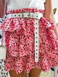 Gonna a balze con fiori rosa