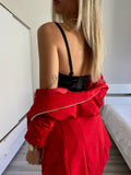 Completo giacca e pantalone strass rosso