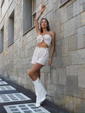 Completo top e short beige