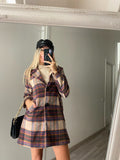 Cappotto check nude
