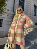 Giacca a quadri Rosa lunga con frange