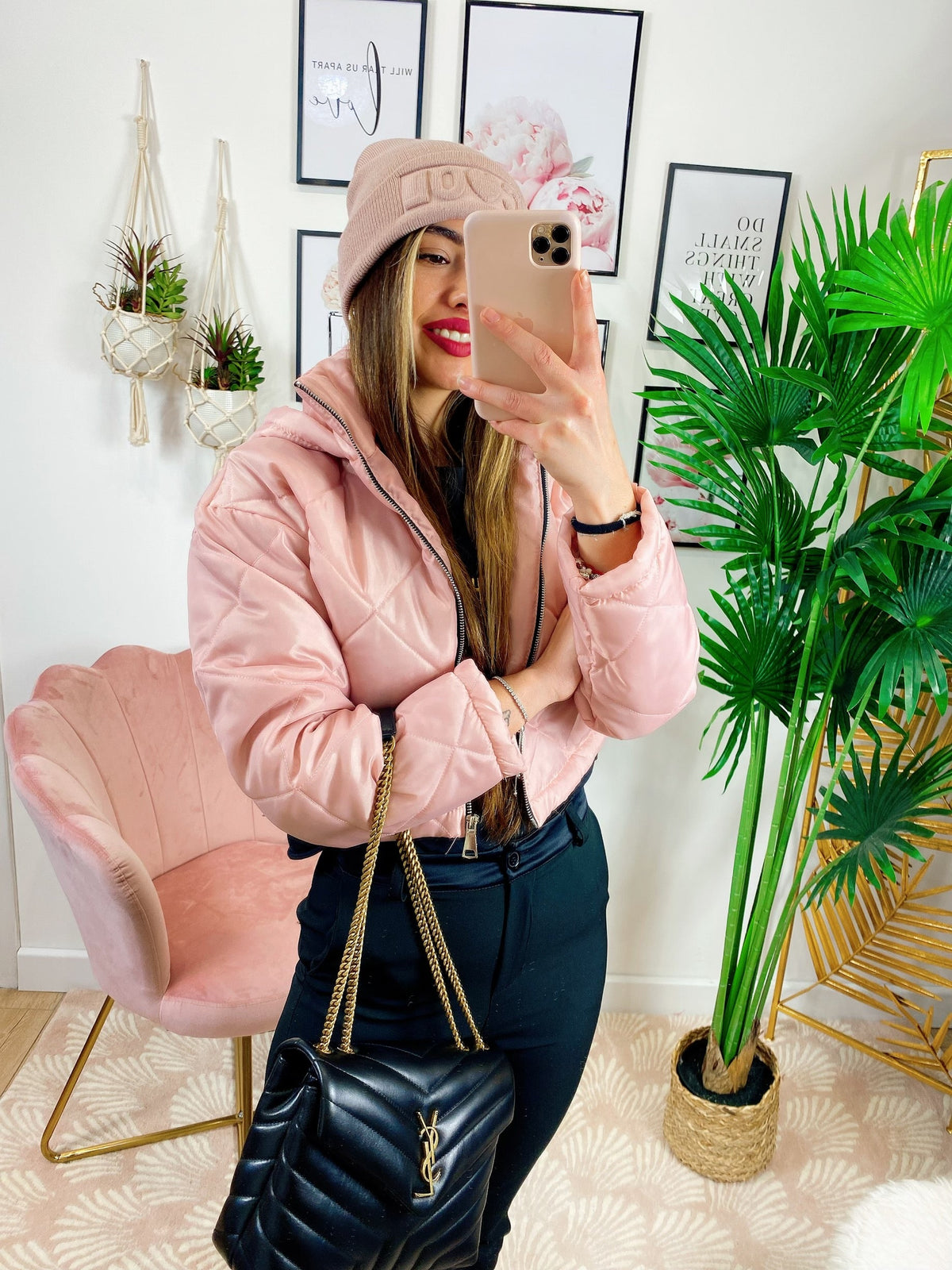 Bomber crop a rombi Rosa