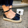 Espadrillas platform basse con borchie nere